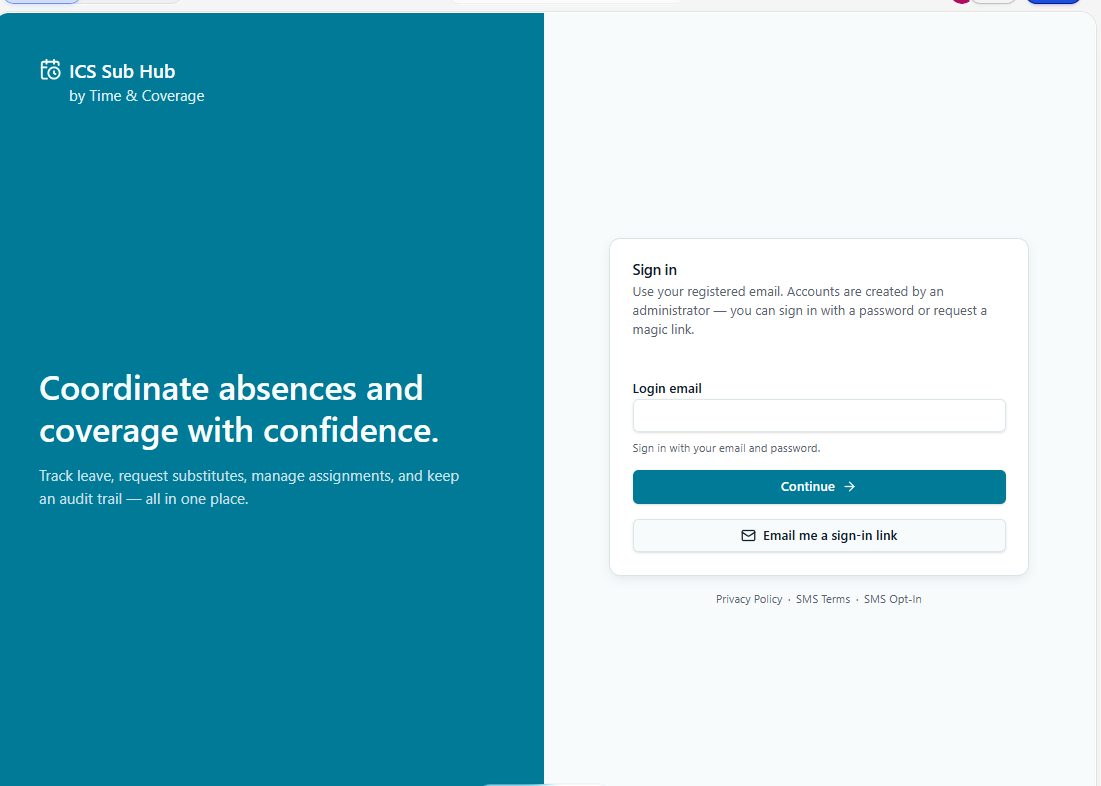 Step 1: Sign in at icssubhub.com/auth